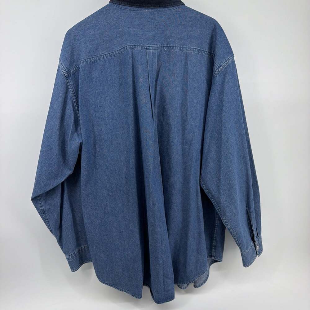 VICTORIA JONES Woman Embroidered Floral Denim Button Up Shirt Cottage Core 20W - Picture 5 of 12